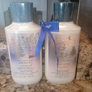 Bath & Body  Works Frosted Coconut Snowball And Sweater Weather Lotion New.
